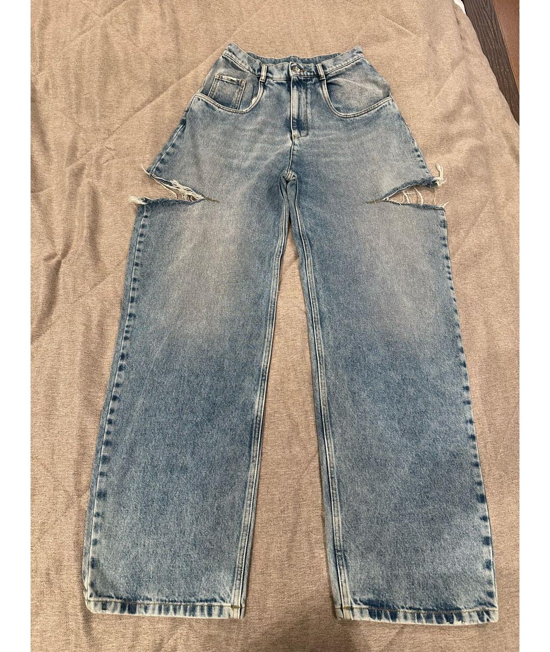 MAISON MARGIELA Голубые хлопковые прямые джинсы, фото 5