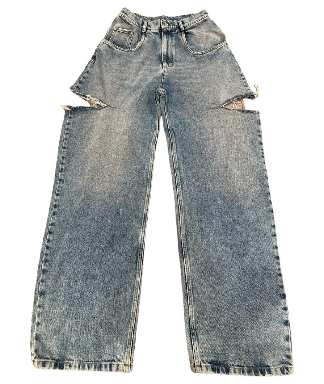 MAISON MARGIELA Голубые хлопковые прямые джинсы, фото 1