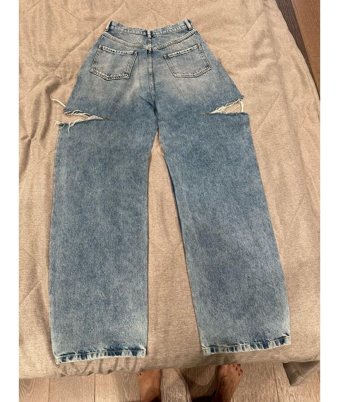 MAISON MARGIELA Голубые хлопковые прямые джинсы, фото 2