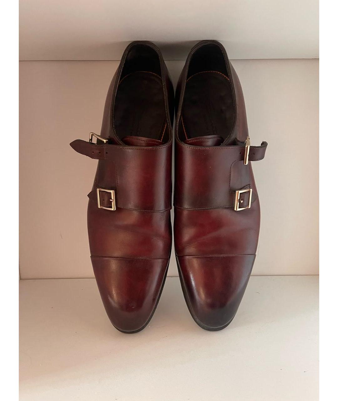 SANTONI Бордовые кожаные туфли, фото 2