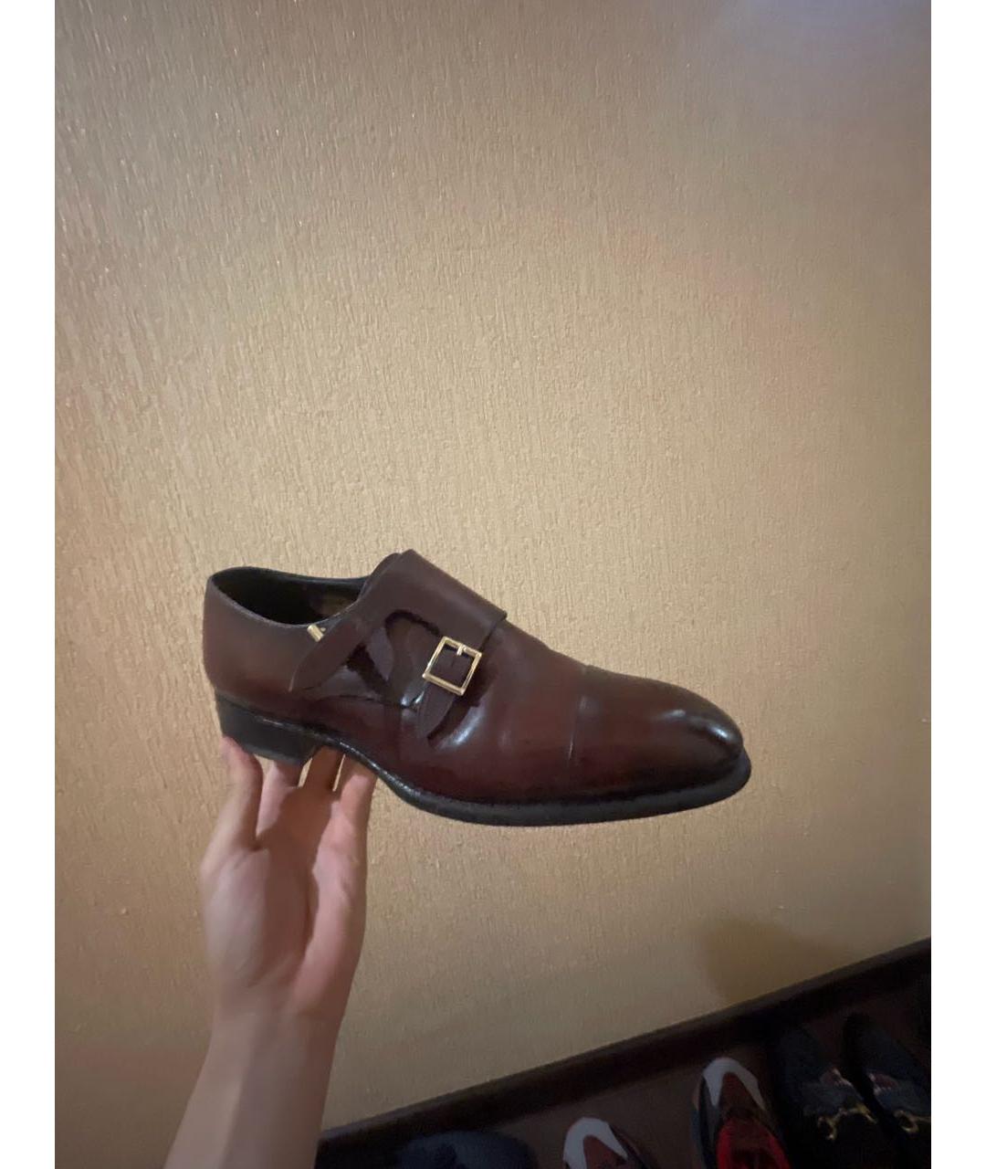 SANTONI Бордовые кожаные туфли, фото 6