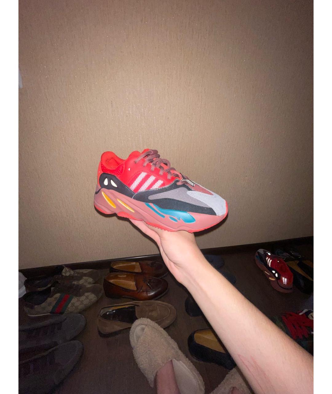 ADIDAS YEEZY Красные текстильные кроссовки, фото 6