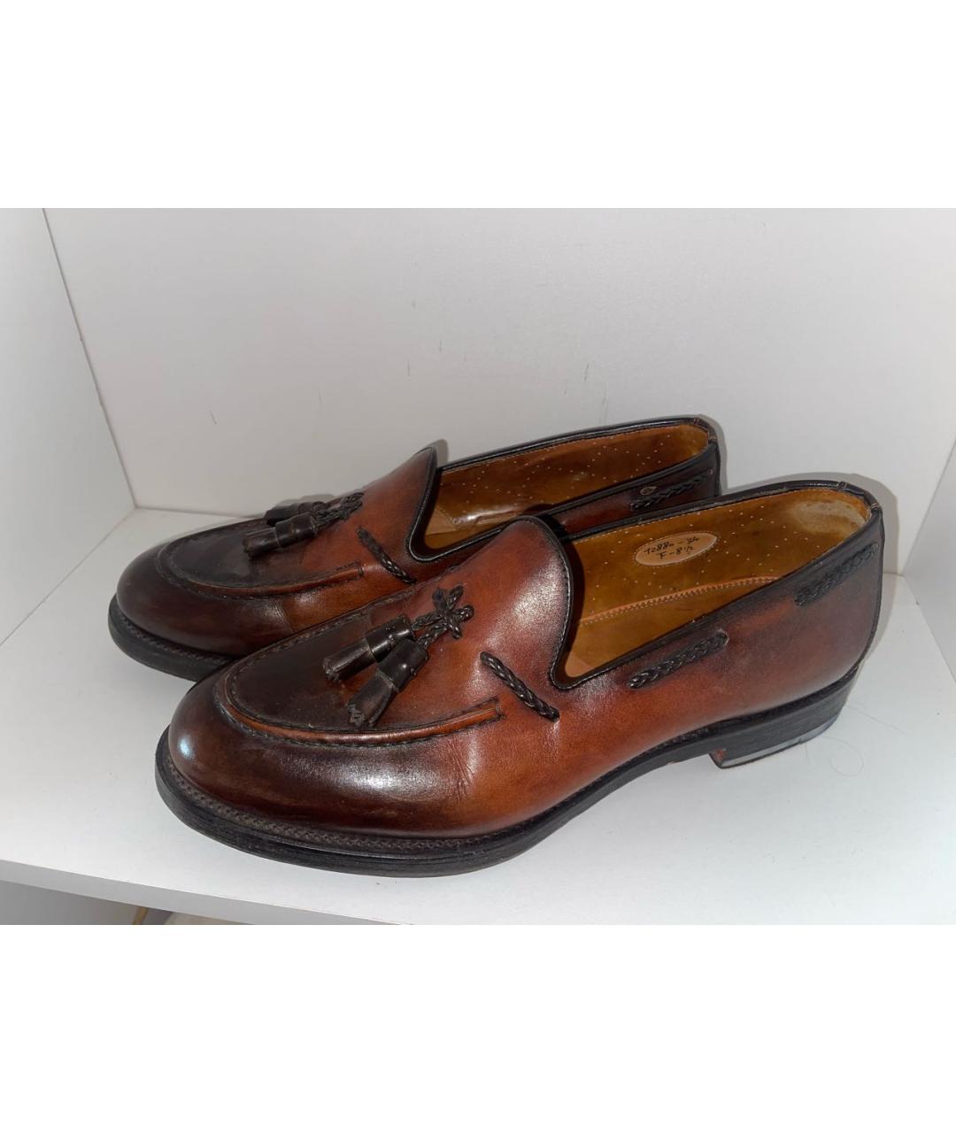 SANTONI Коричневые кожаные лоферы, фото 3