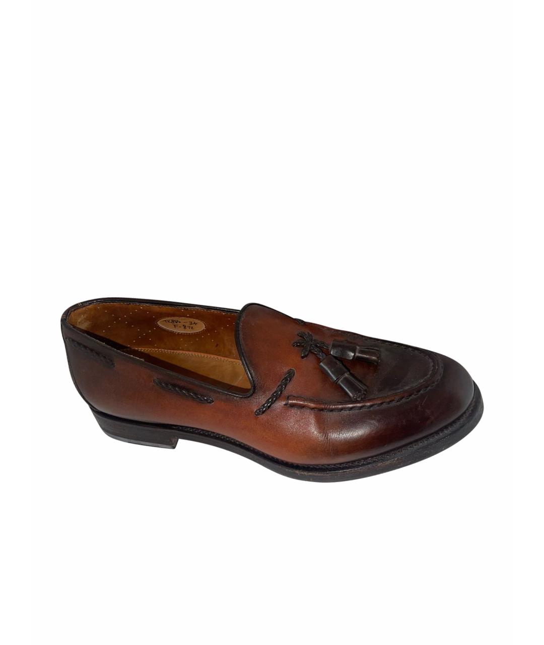 SANTONI Коричневые кожаные лоферы, фото 1