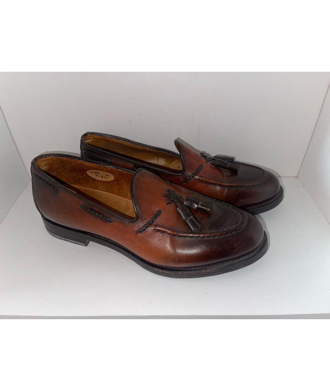 SANTONI Коричневые кожаные лоферы, фото 5
