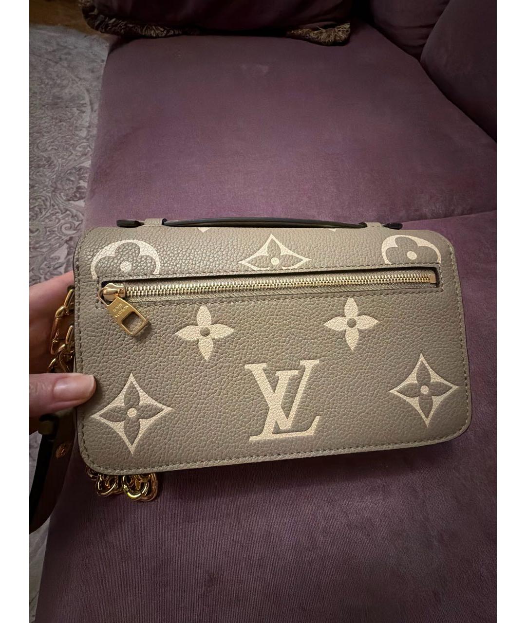 LOUIS VUITTON Бежевая кожаная сумка через плечо, фото 7