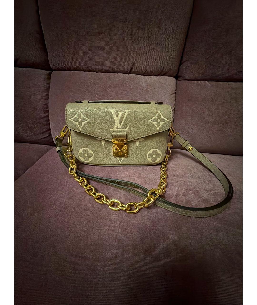 LOUIS VUITTON Бежевая кожаная сумка через плечо, фото 9