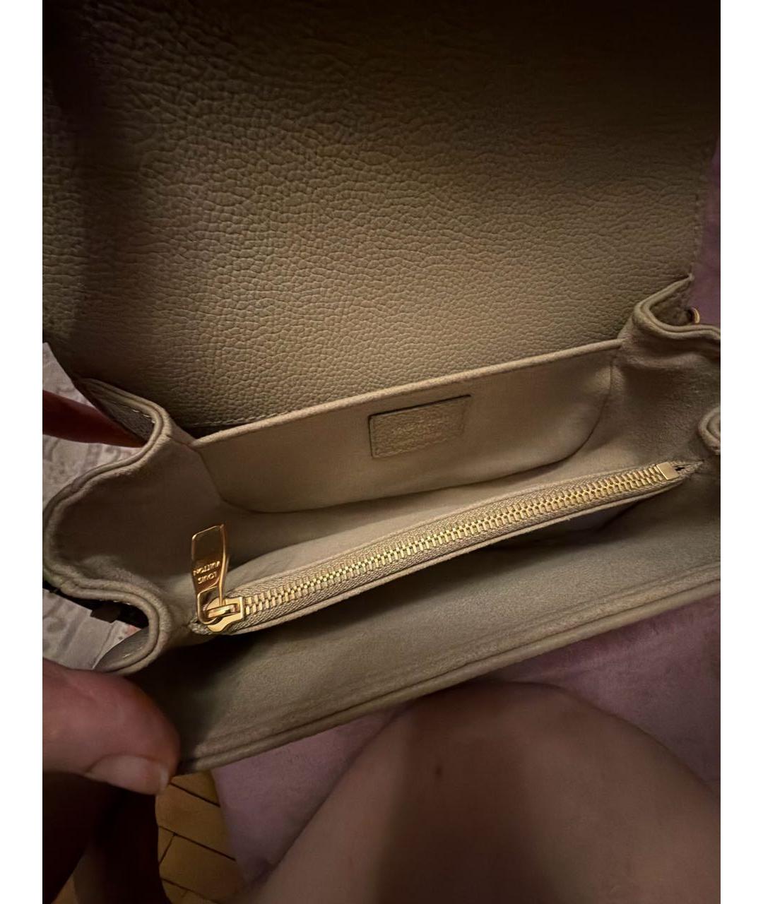 LOUIS VUITTON Бежевая кожаная сумка через плечо, фото 6