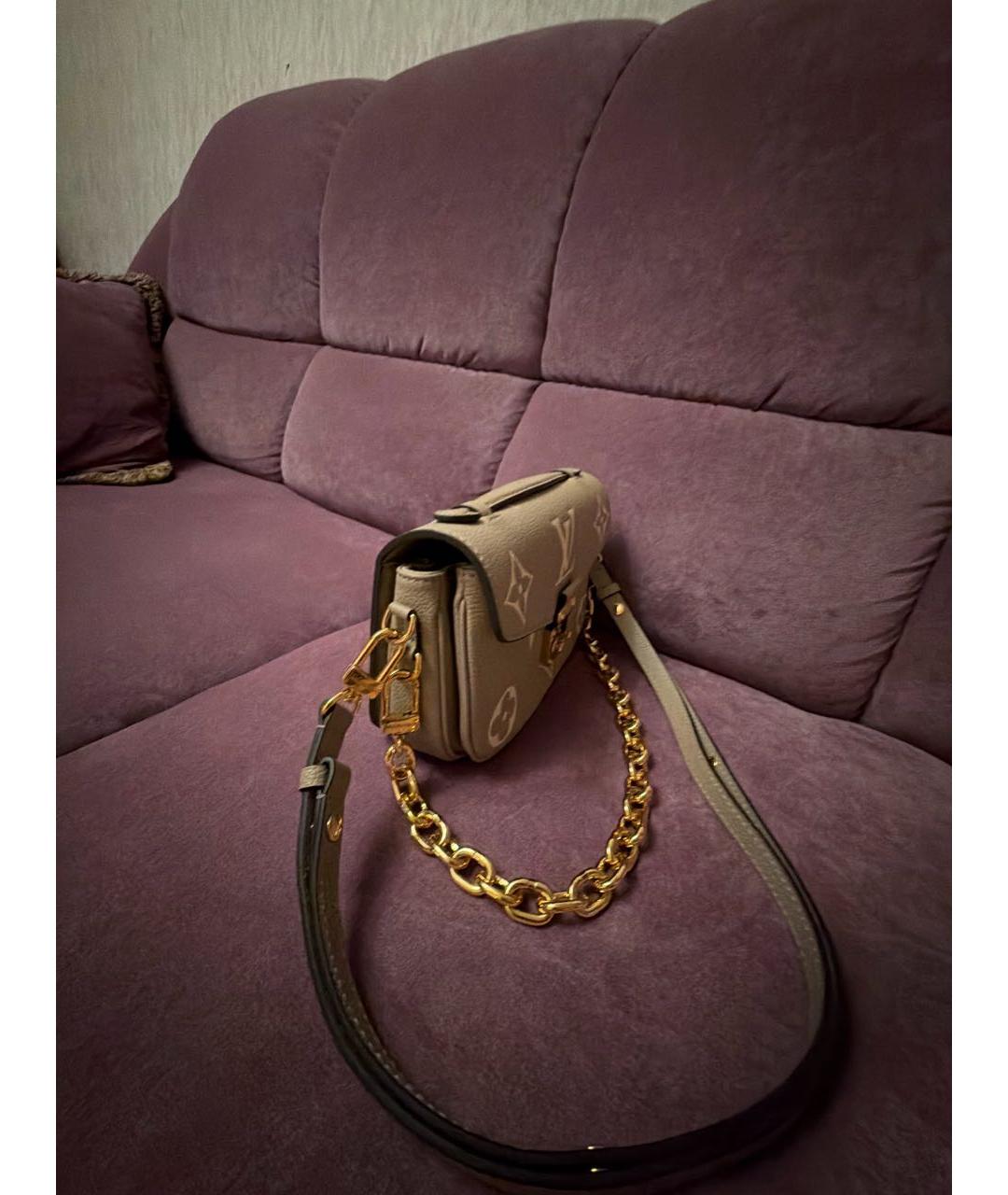 LOUIS VUITTON Бежевая кожаная сумка через плечо, фото 2