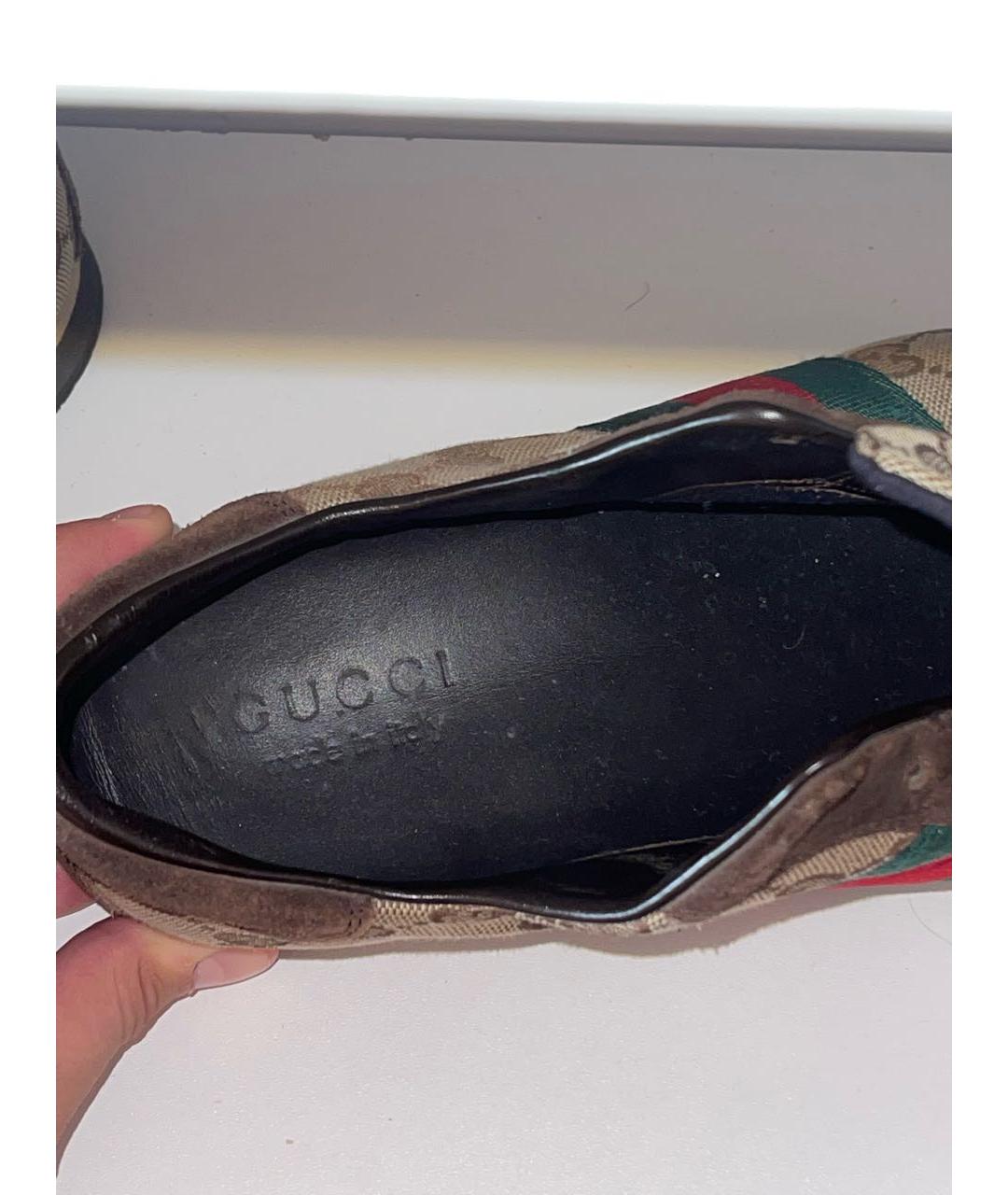 GUCCI Коричневые текстильные низкие кроссовки / кеды, фото 3