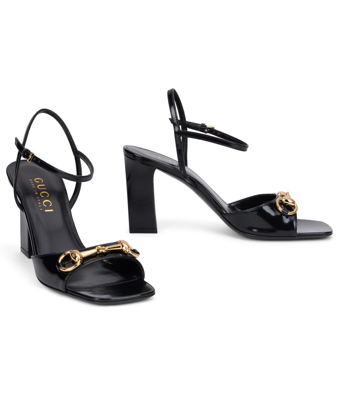 GUCCI Черные кожаные босоножки, фото 3