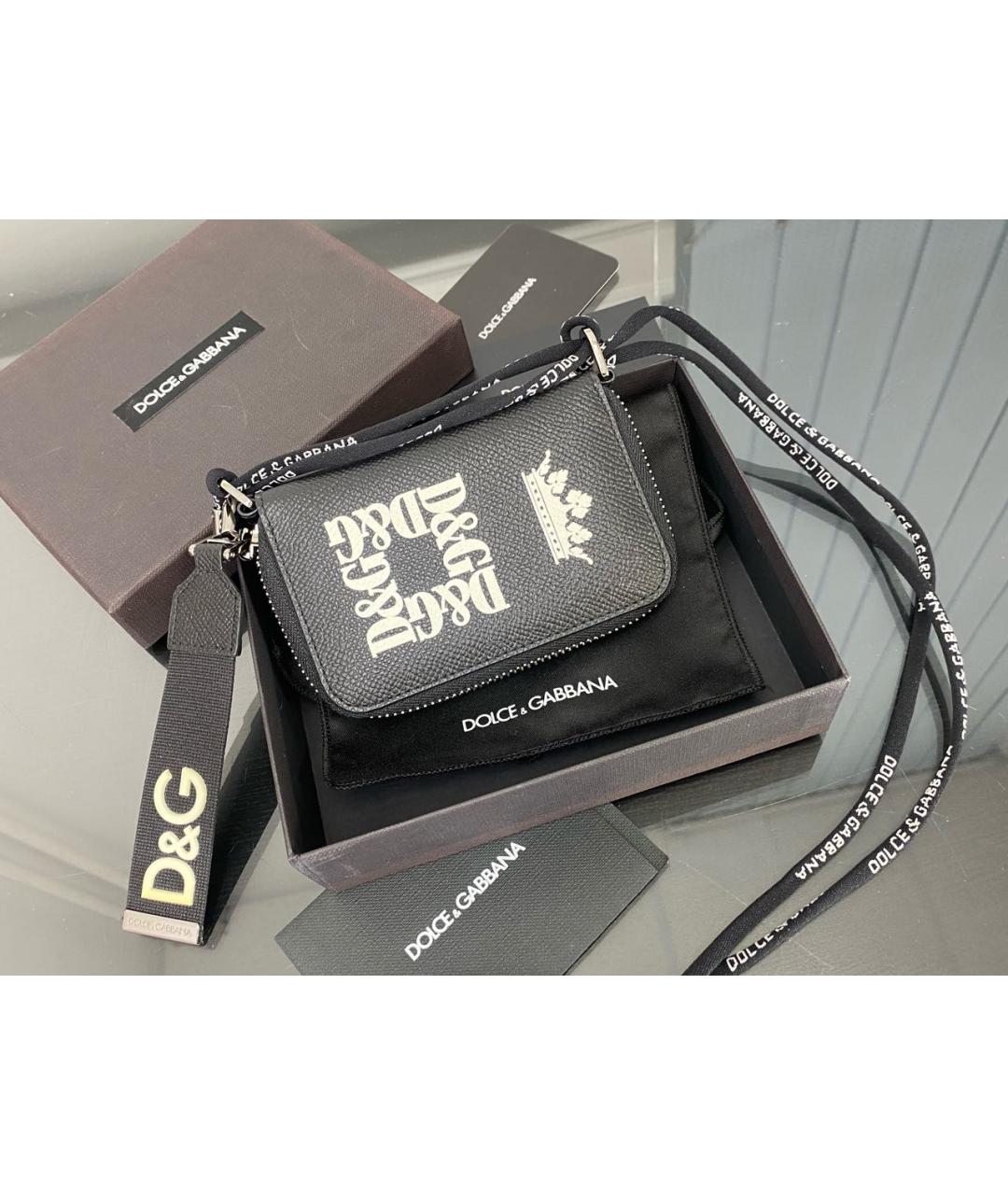 DOLCE&GABBANA Черный кожаный кошелек, фото 5