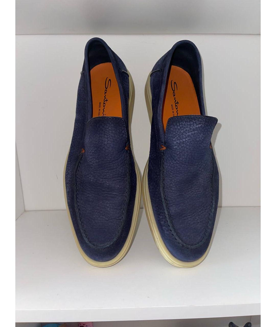 SANTONI Синие кожаные лоферы, фото 2