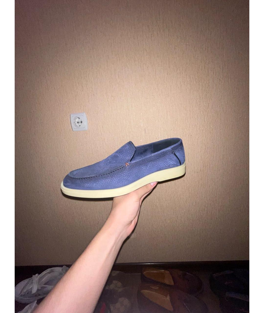 SANTONI Синие кожаные лоферы, фото 5