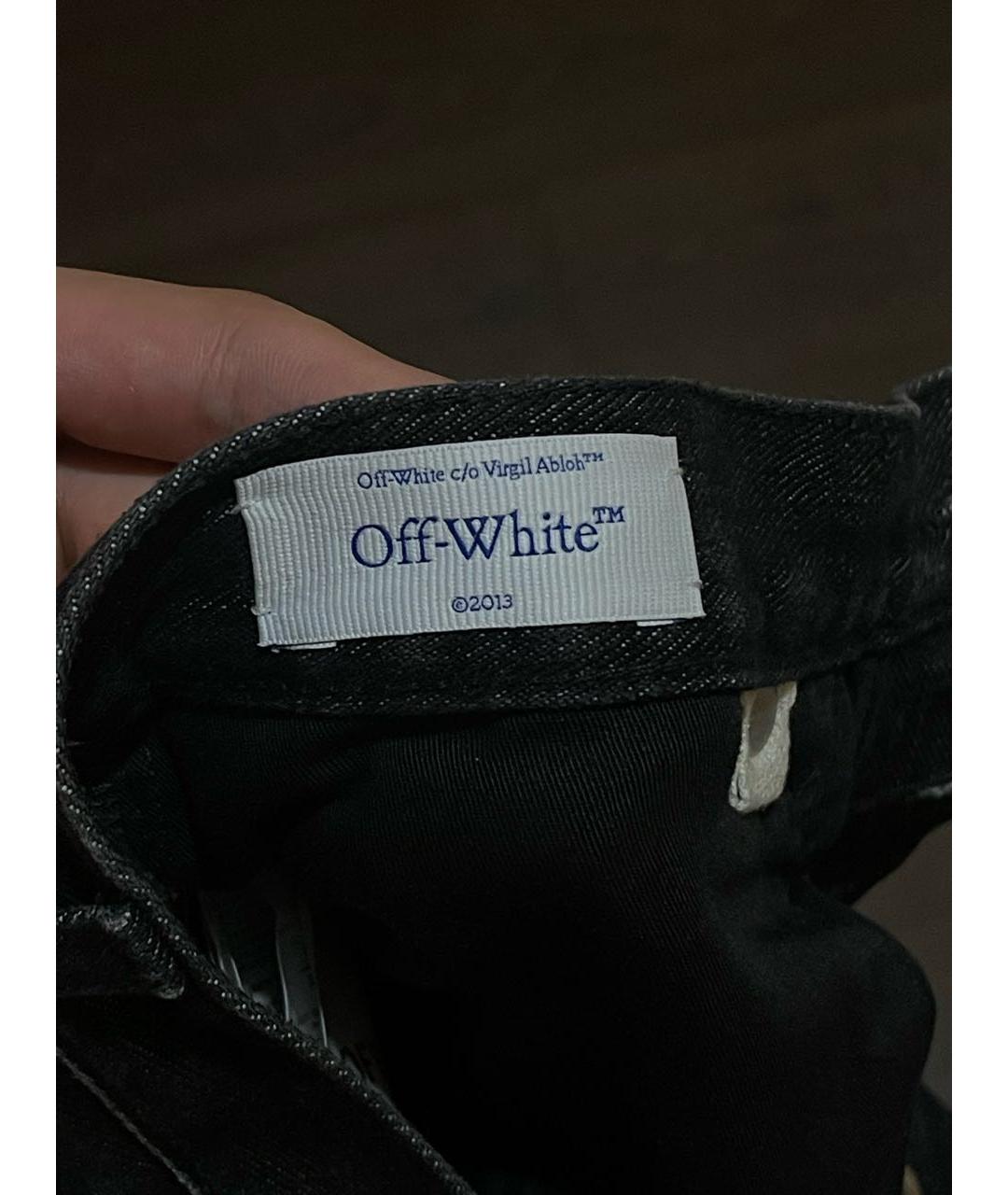 OFF-WHITE Черные хлопковые прямые джинсы, фото 3