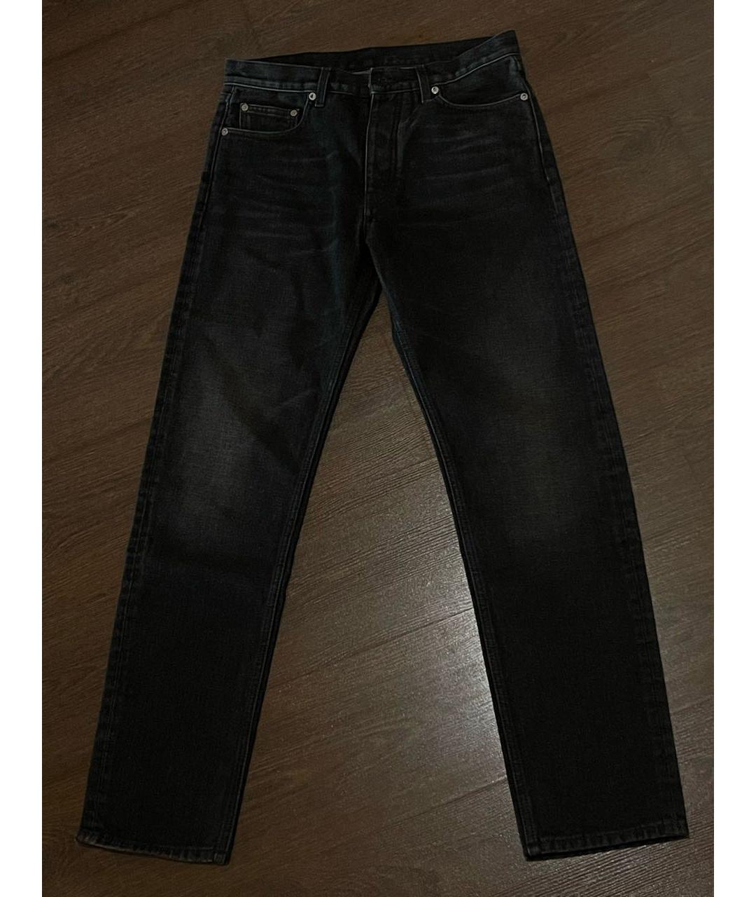 OFF-WHITE Черные хлопковые прямые джинсы, фото 4