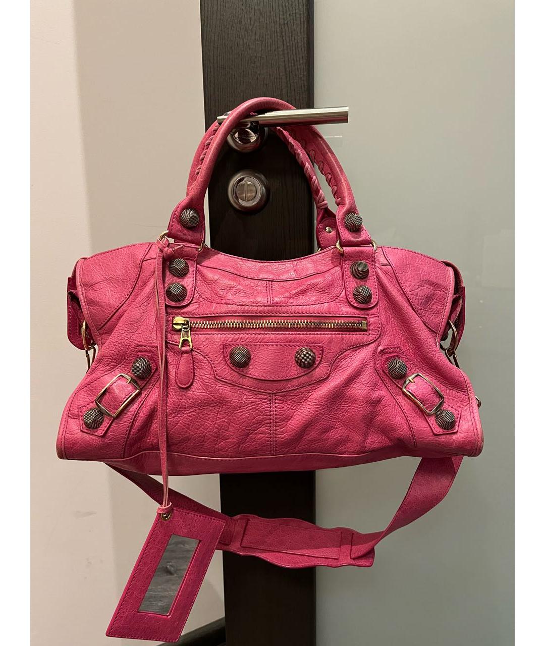 BALENCIAGA Розовая кожаная сумка с короткими ручками, фото 7