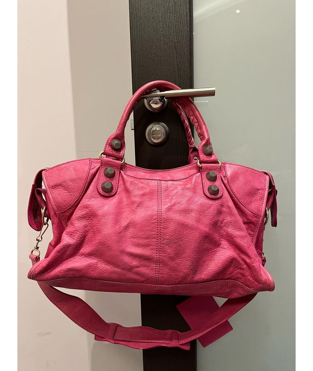 BALENCIAGA Розовая кожаная сумка с короткими ручками, фото 2