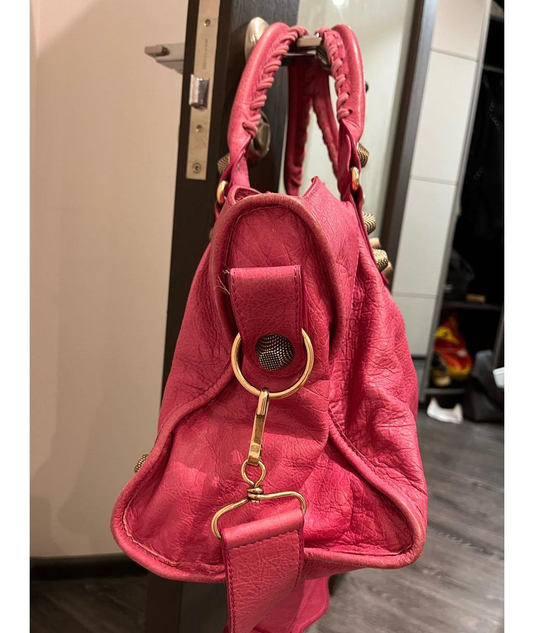BALENCIAGA Розовая кожаная сумка с короткими ручками, фото 5