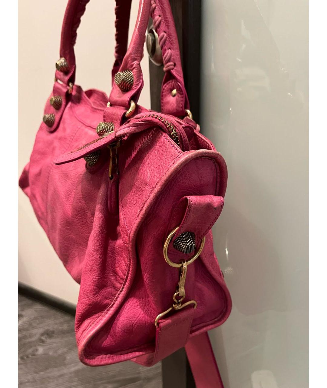 BALENCIAGA Розовая кожаная сумка с короткими ручками, фото 3