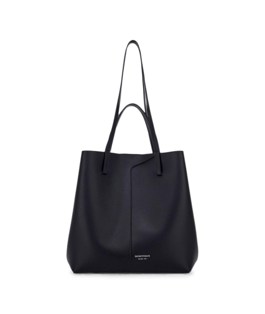 EMPORIO ARMANI Черная кожаная сумка тоут, фото 4