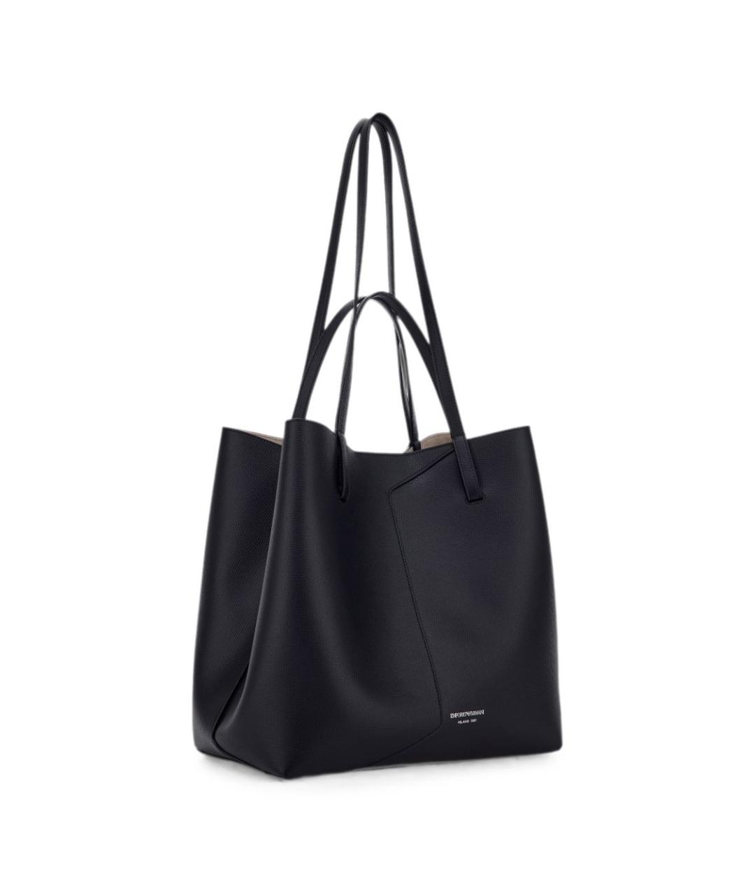 EMPORIO ARMANI Черная кожаная сумка тоут, фото 1