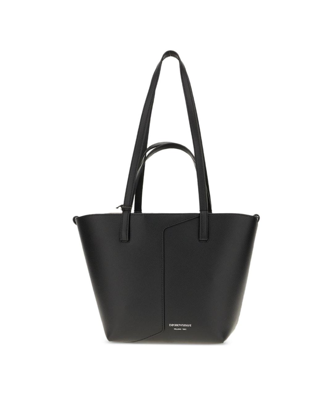 EMPORIO ARMANI Черная кожаная сумка тоут, фото 1