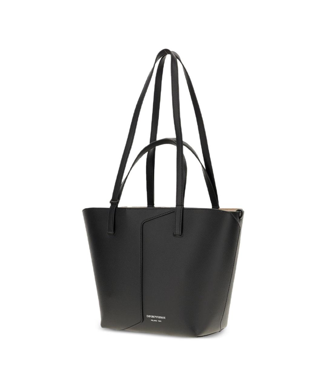 EMPORIO ARMANI Черная кожаная сумка тоут, фото 2