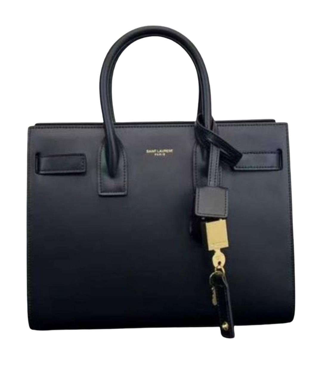 SAINT LAURENT Черная кожаная сумка тоут, фото 1
