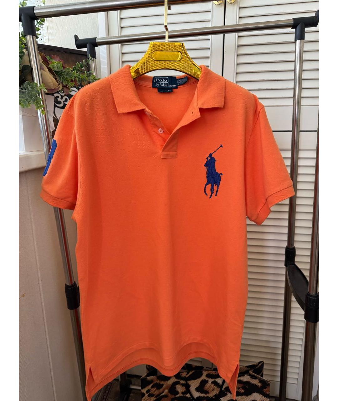 POLO RALPH LAUREN Оранжевое хлопковое поло с коротким рукавом, фото 6