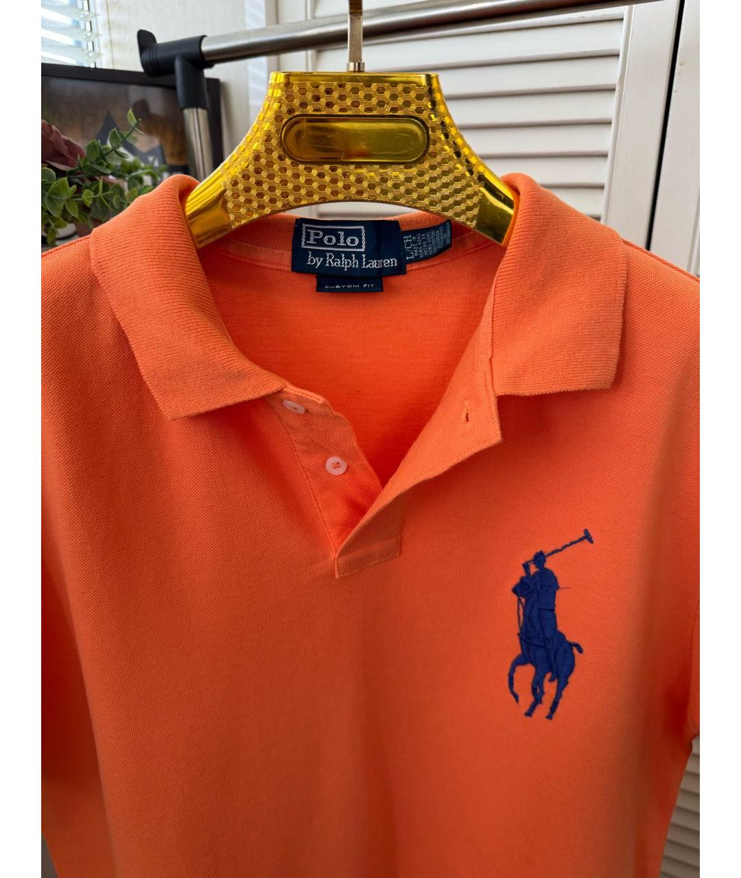 POLO RALPH LAUREN Оранжевое хлопковое поло с коротким рукавом, фото 2