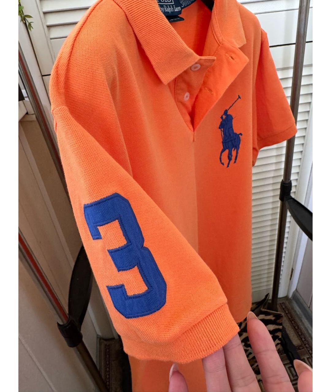 POLO RALPH LAUREN Оранжевое хлопковое поло с коротким рукавом, фото 3