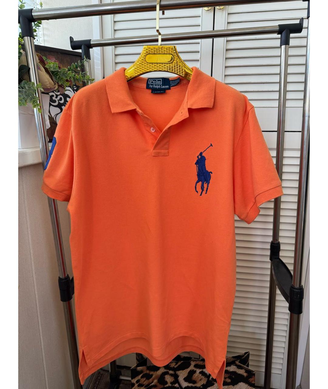 POLO RALPH LAUREN Оранжевое хлопковое поло с коротким рукавом, фото 5