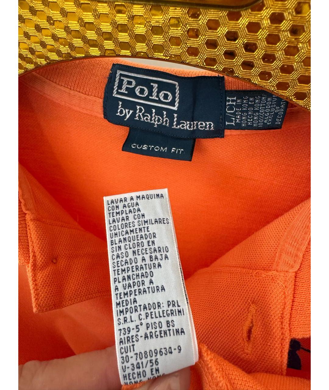 POLO RALPH LAUREN Оранжевое хлопковое поло с коротким рукавом, фото 4
