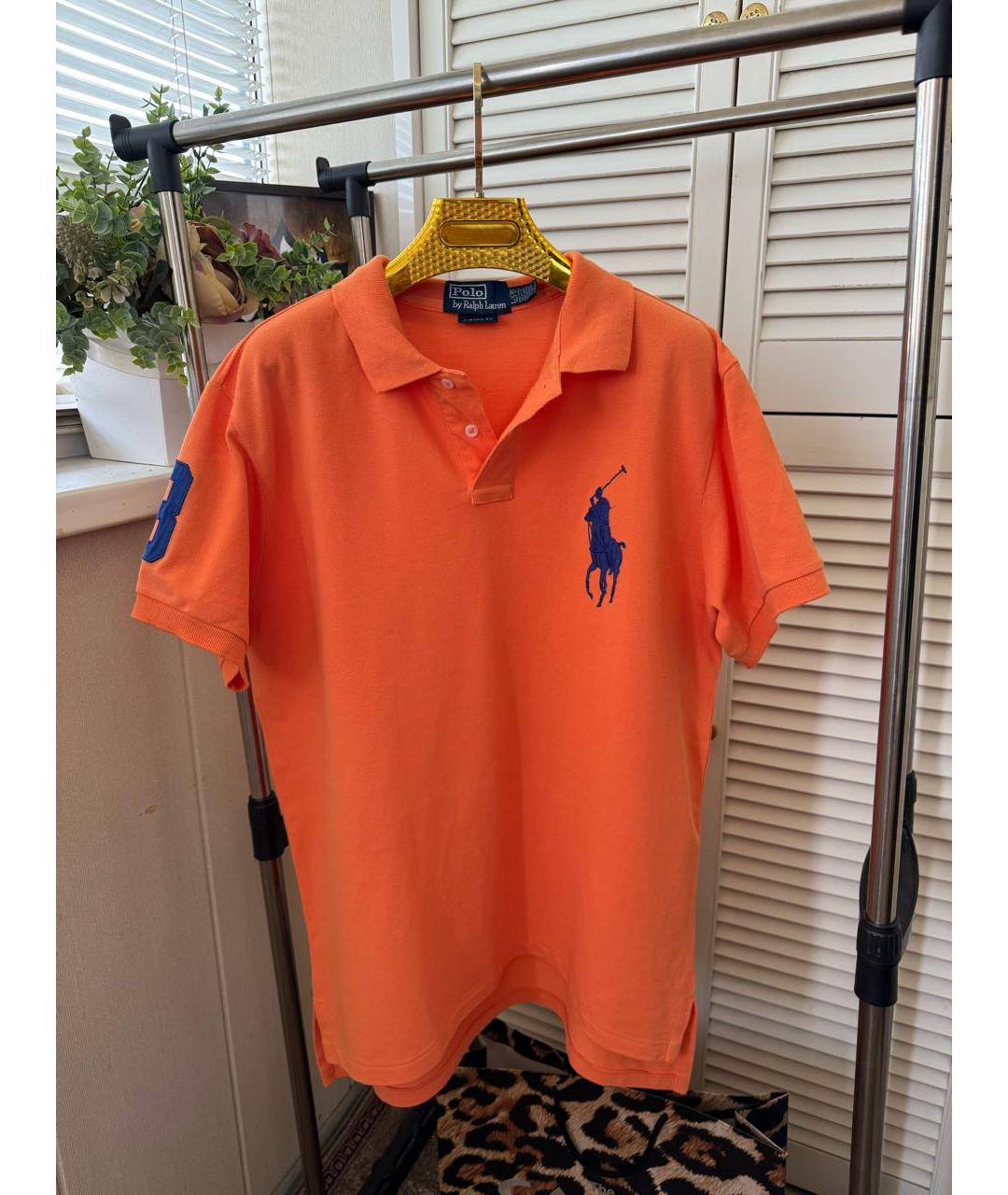 POLO RALPH LAUREN Оранжевое хлопковое поло с коротким рукавом, фото 9