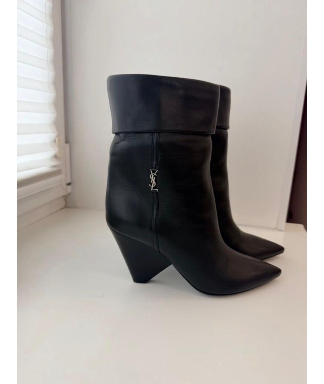 SAINT LAURENT Черные кожаные полусапоги, фото 7