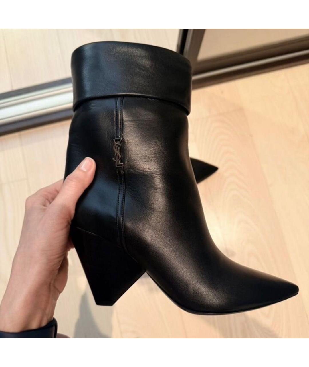 SAINT LAURENT Черные кожаные полусапоги, фото 4
