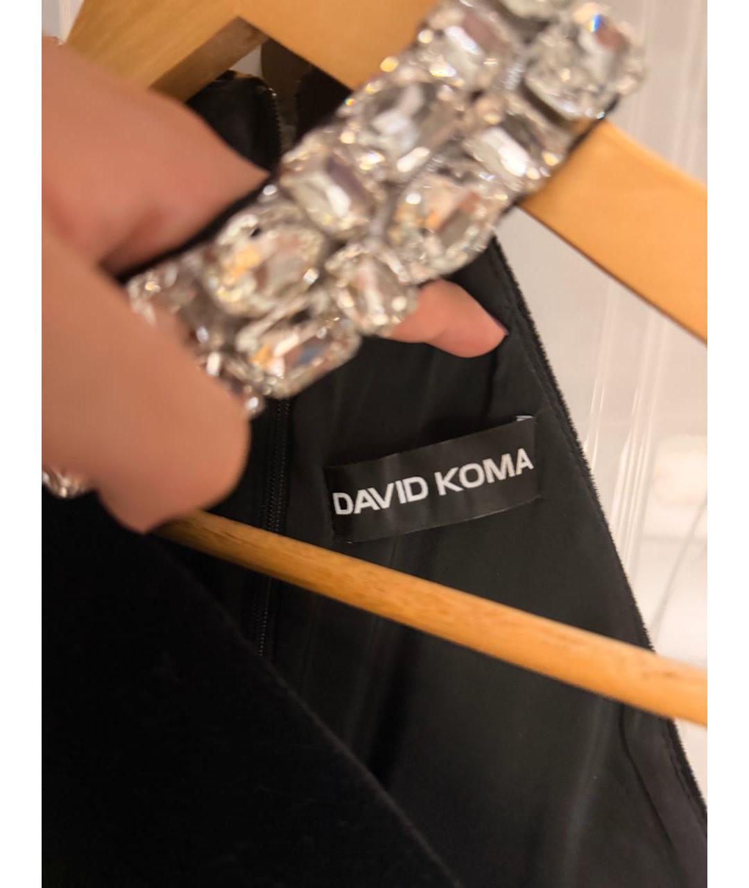 DAVID KOMA Черное бархатное коктейльное платье, фото 3