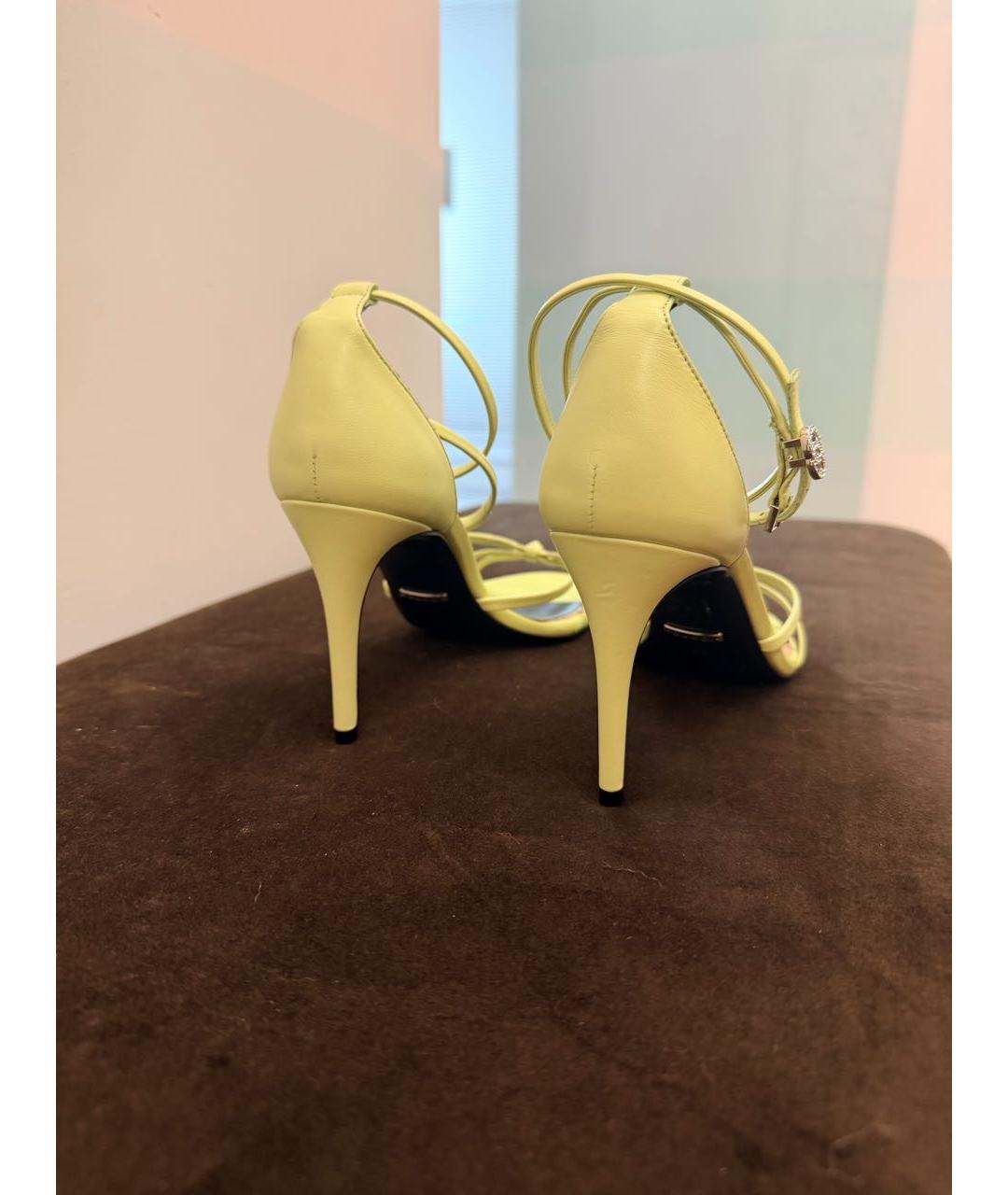GUCCI Салатовые кожаные босоножки, фото 3