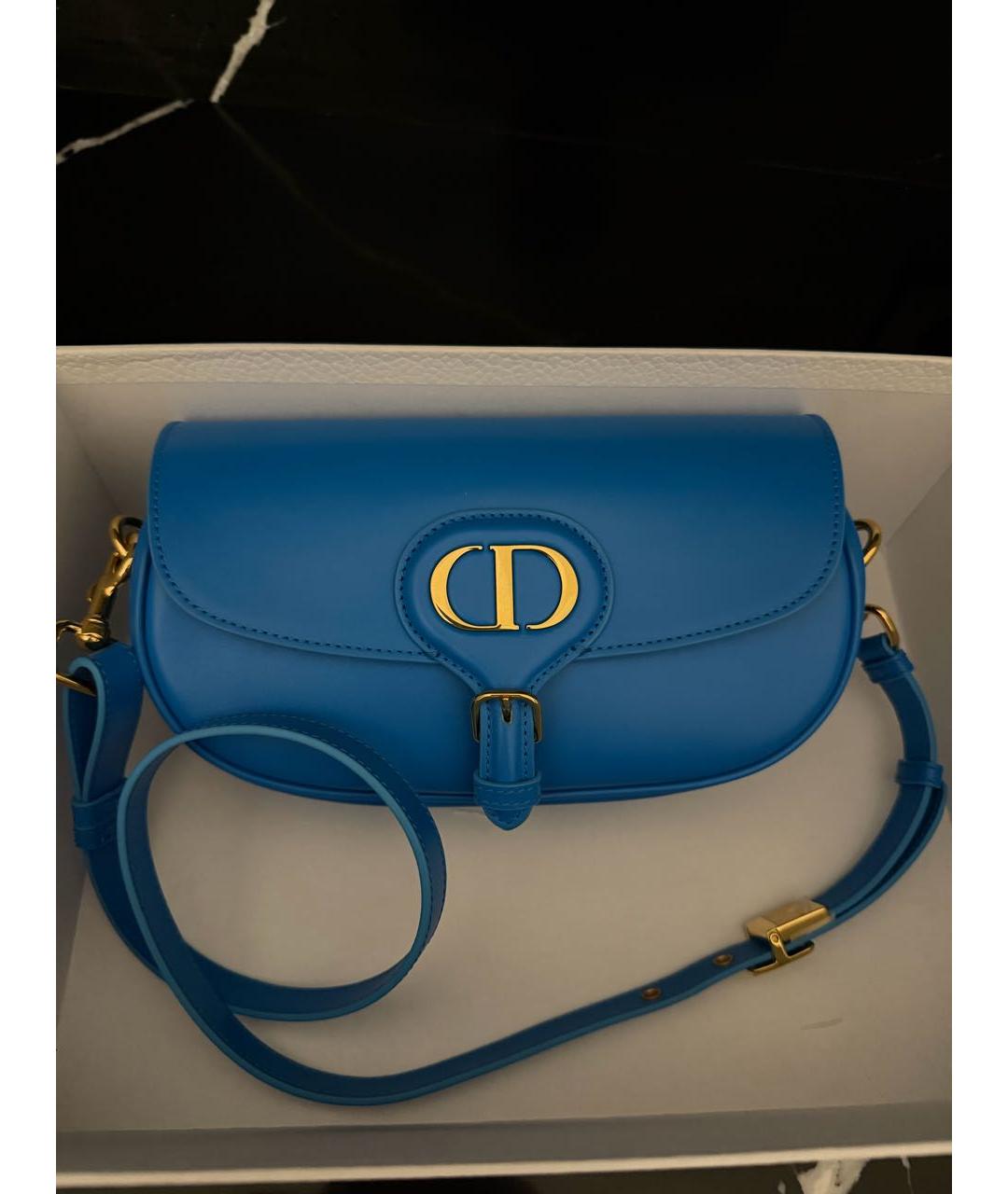 CHRISTIAN DIOR Синяя кожаная сумка через плечо, фото 2