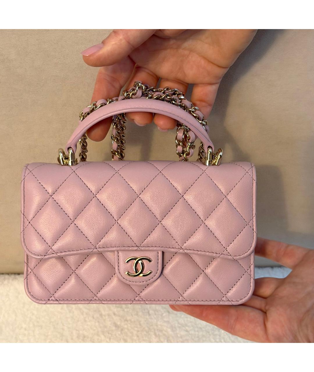 CHANEL Розовая кожаная сумка через плечо, фото 4