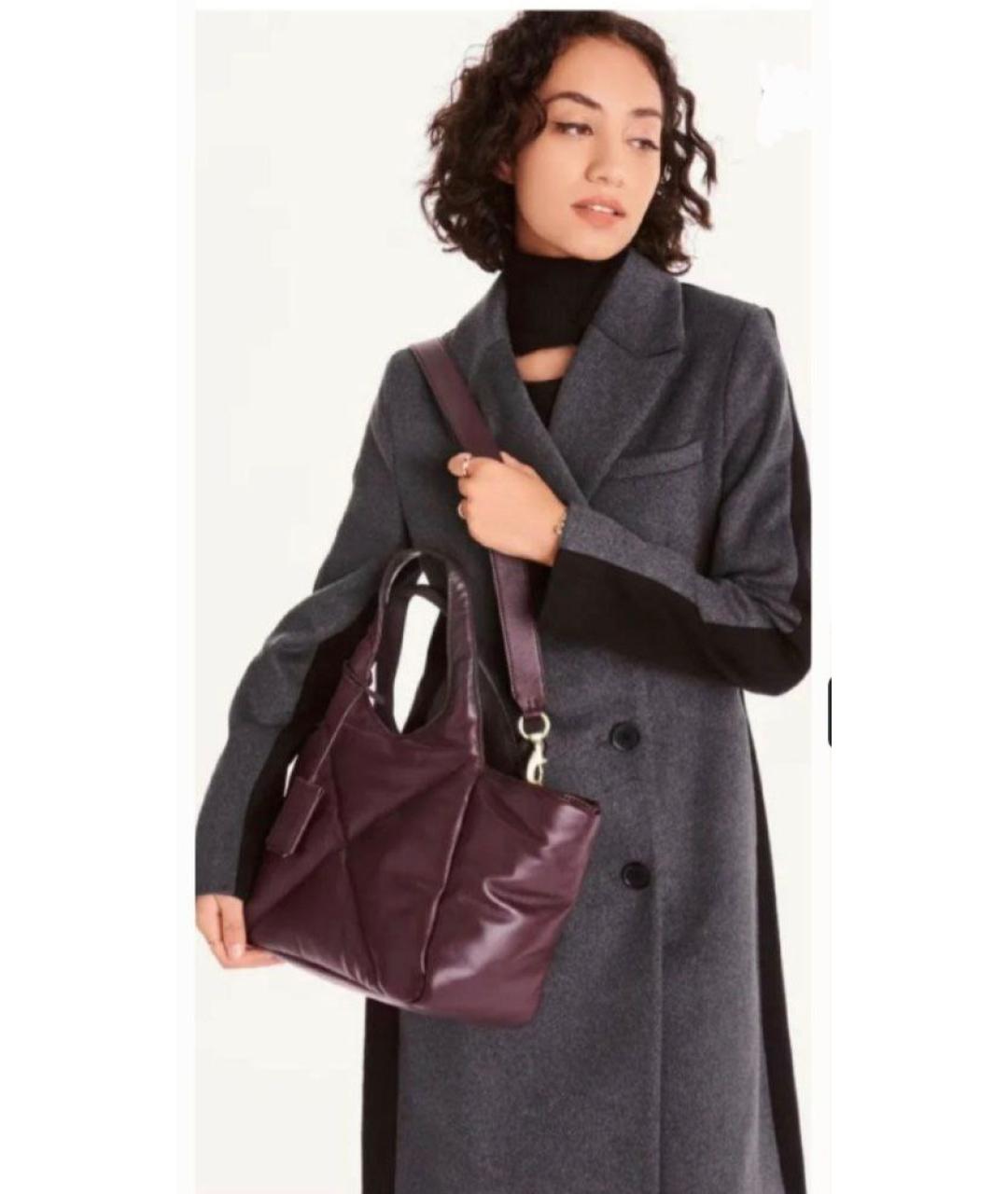 DKNY Бордовая кожаная сумка тоут, фото 3