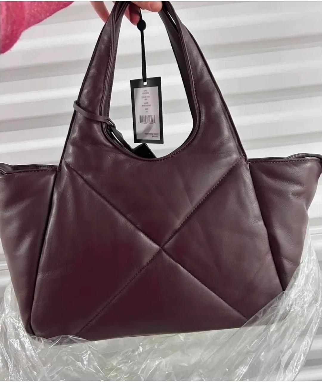 DKNY Бордовая кожаная сумка тоут, фото 5