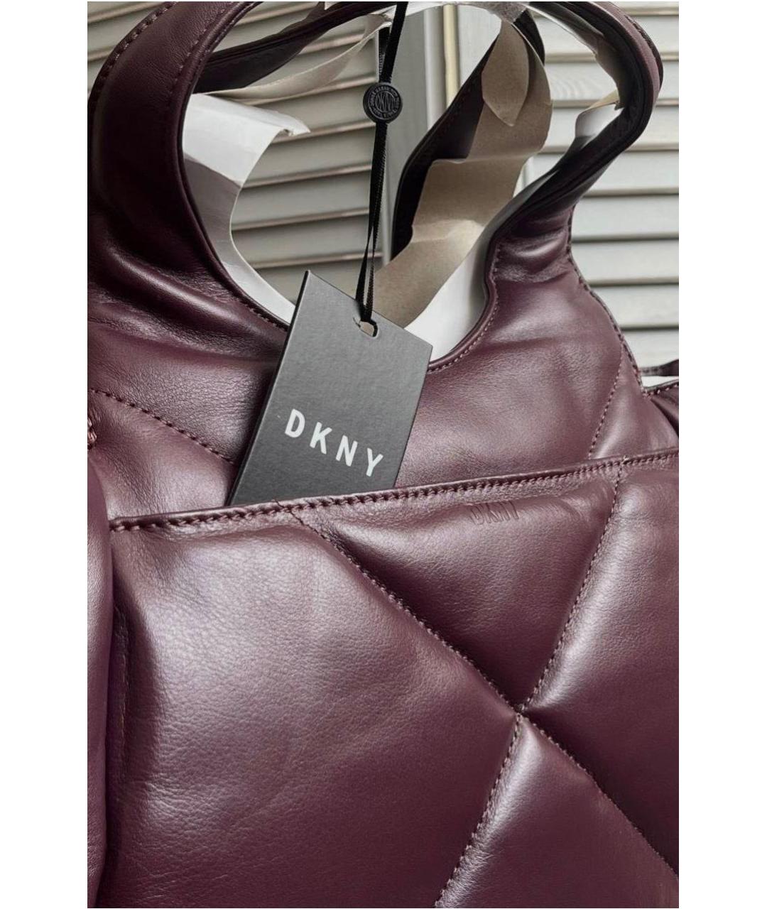 DKNY Бордовая кожаная сумка тоут, фото 4
