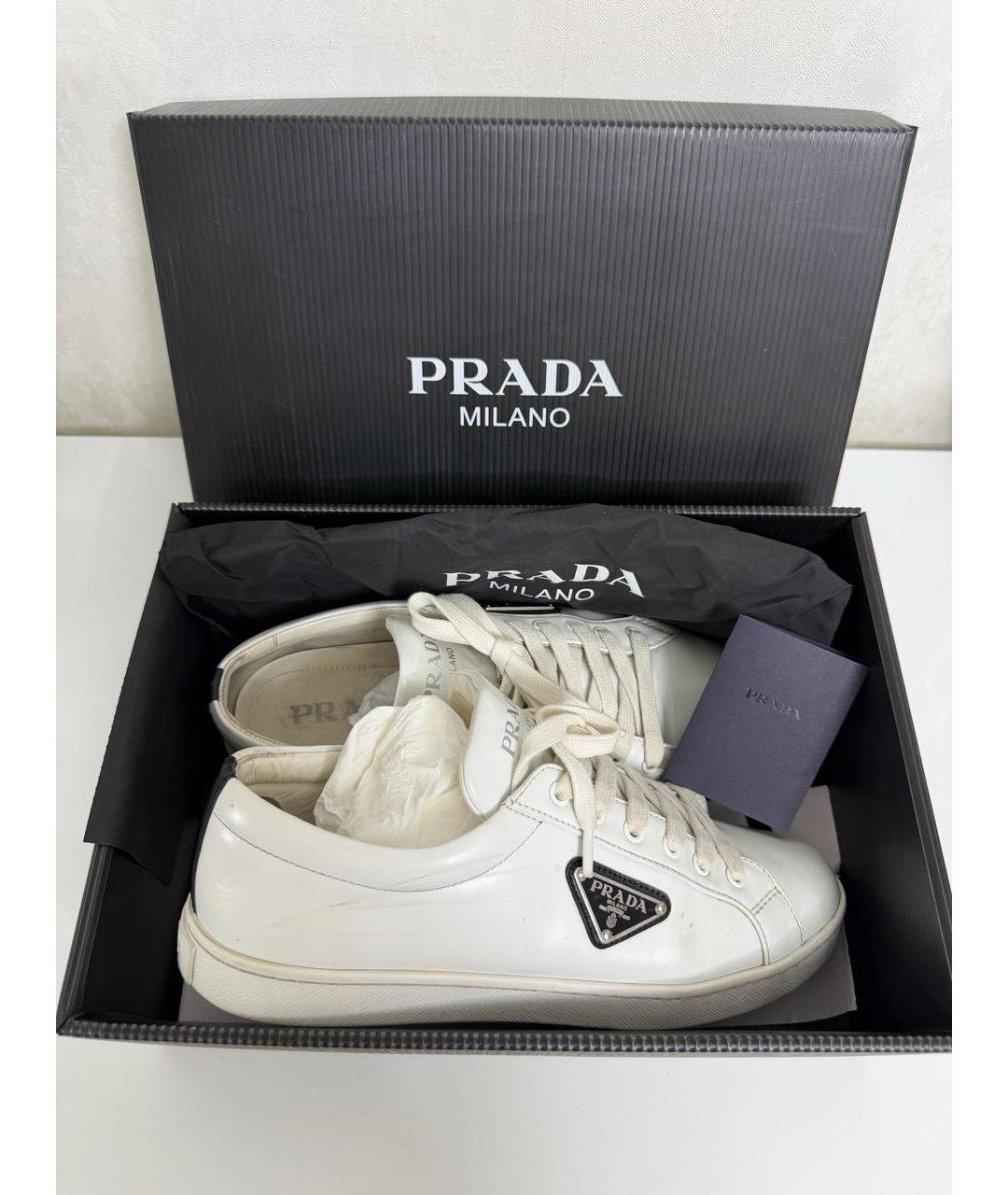 PRADA Белые кожаные кеды, фото 8