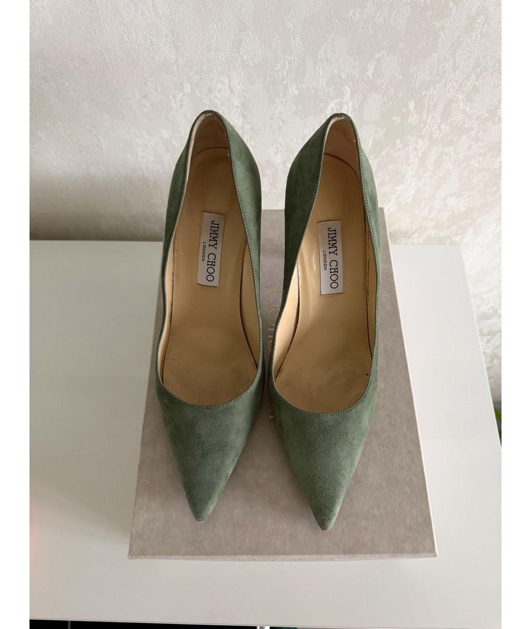 JIMMY CHOO Зеленые замшевые туфли, фото 3