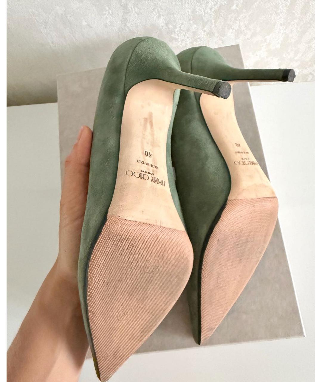 JIMMY CHOO Зеленые замшевые туфли, фото 4