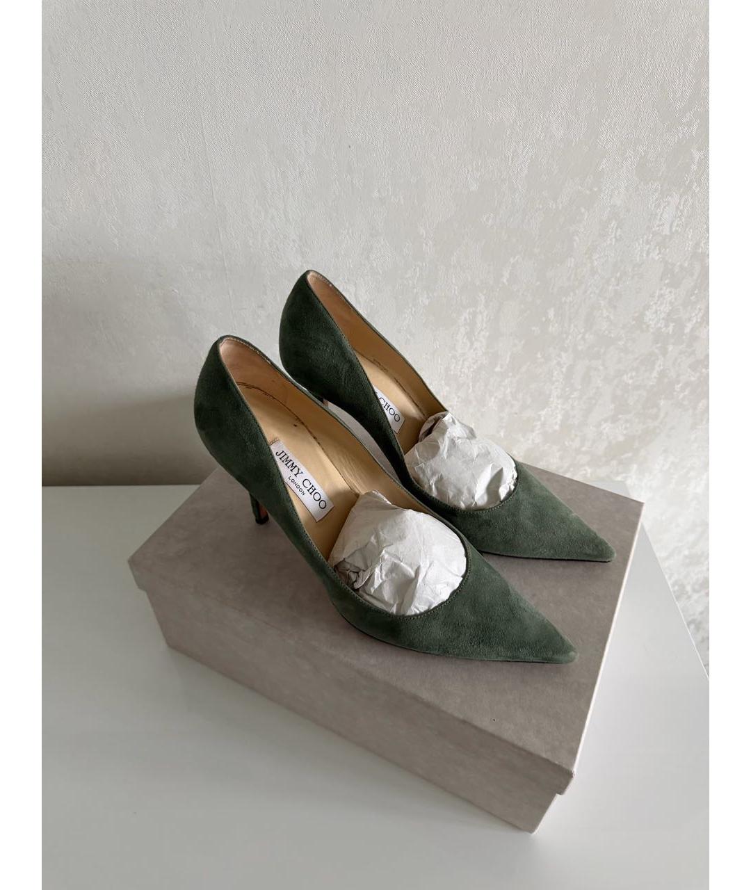 JIMMY CHOO Зеленые замшевые туфли, фото 6