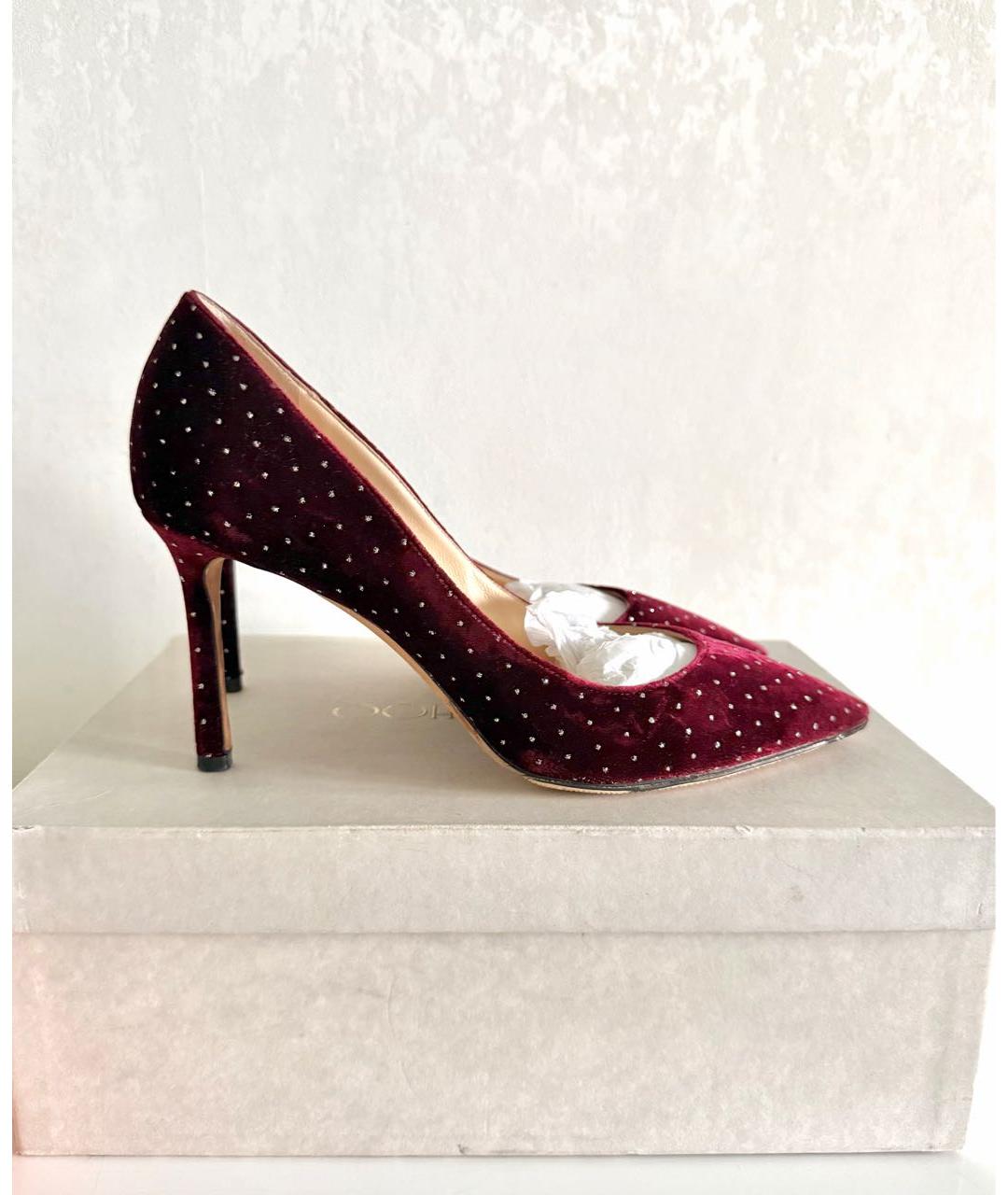 JIMMY CHOO Бордовые бархатные туфли, фото 6