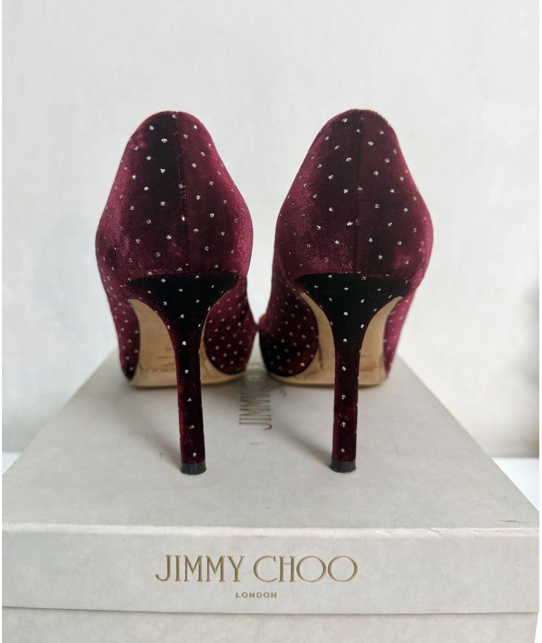 JIMMY CHOO Бордовые бархатные туфли, фото 4